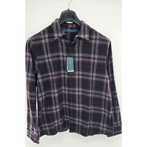 NEW!!  Perry Ellis soft brushed‎ checked plaid long sleeved men's flannel button